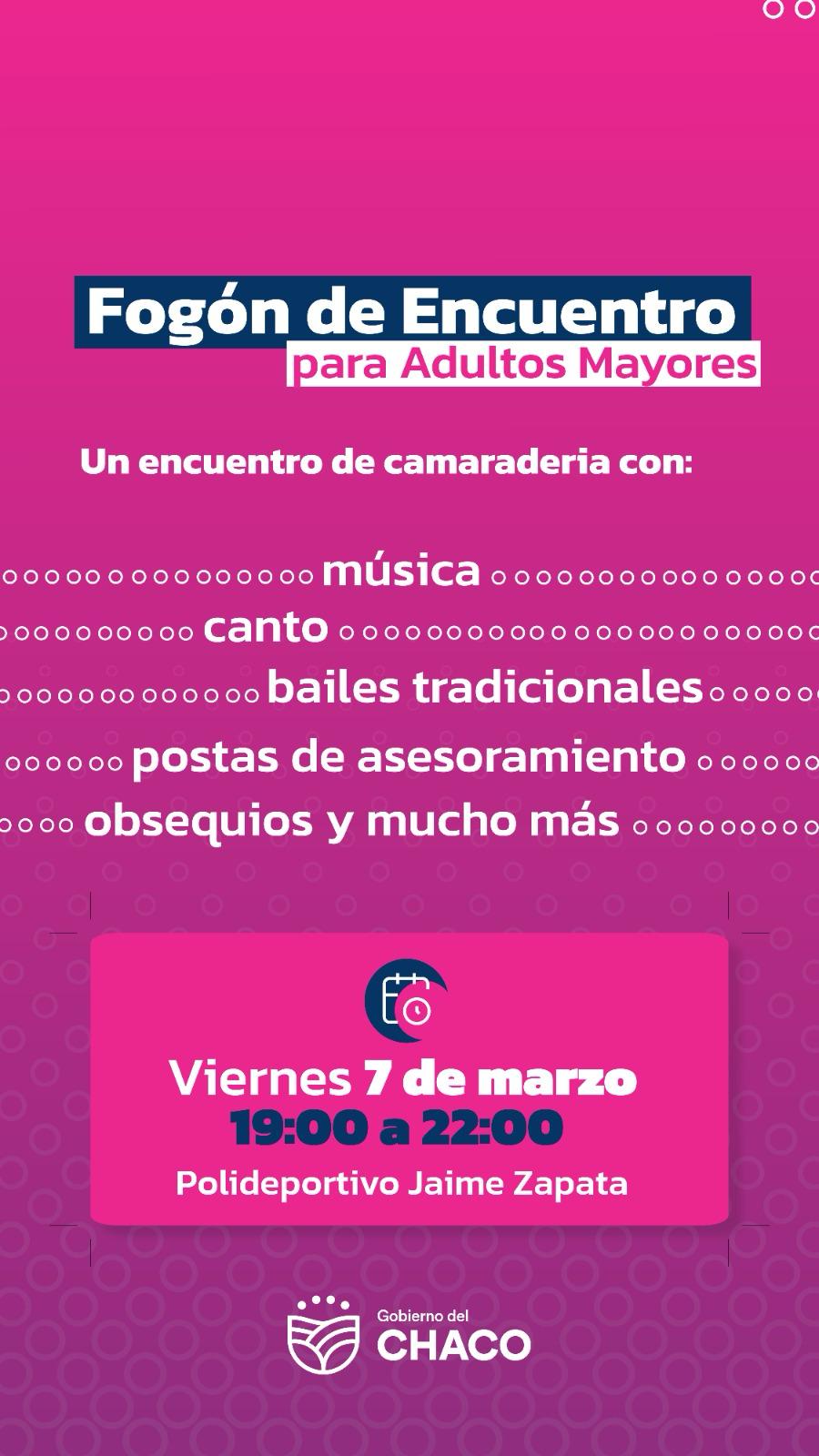 ESTE VIERNES SE REALIZARÁ UN ENCUENTRO PARA ADULTOS MAYORES EN EL JAIME ZAPATA.