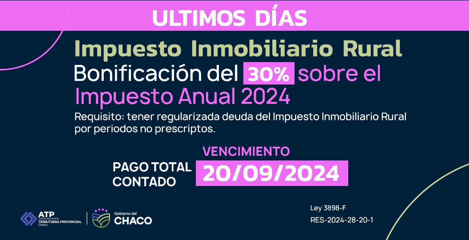 IMPUESTO INMOBILIARIO RURAL: HASTA EL VIERNES HAY TIEMPO PARA ACCEDER A LA BONIFICACIÓN DEL 30%.