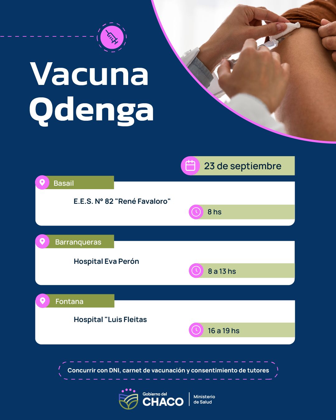 SALUD: ESTE LUNES CONTINÚA LA VACUNACIÓN CONTRA EL DENGUE.