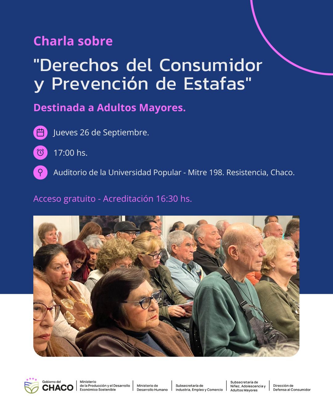 EL GOBIERNO PROVINCIAL BRINDARÁ UNA CAPACITACIÓN PARA ADULTOS MAYORES SOBRE DERECHOS DEL CONSUMIDOR Y PREVENCIÓN DE ESTAFAS.