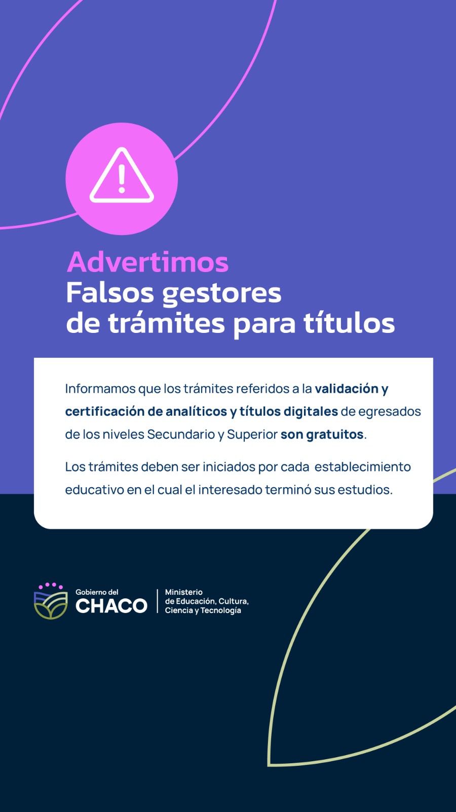 EDUCACIÓN ADVIERTE SOBRE FALSOS GESTORES DE TRÁMITES PARA TÍTULOS.