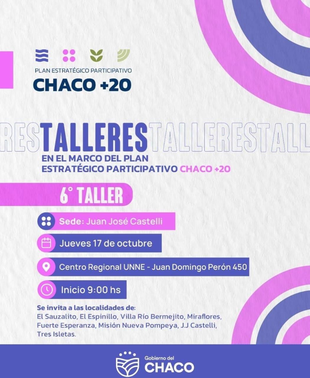 PLAN ESTRATÉGICO PARTICIPATIVO, CHACO+20: CONVOCATORIA A TALLERES EN CASTELLI Y EN PAMPA DEL INFIERNO.