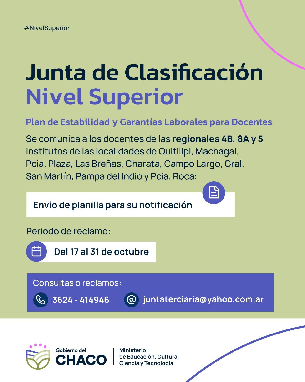 PLAN DE ESTABILIDAD LABORAL DOCENTE: NUEVAS REGIONALES RECIBEN PLANILLA DE LA JUNTA DE NIVEL SUPERIOR.