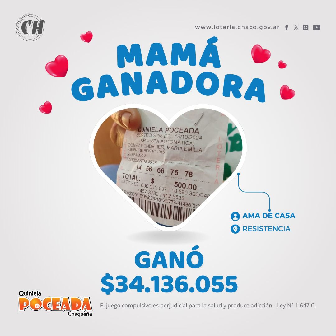 EL MEJOR DÍA DE LA MADRE: AMA DE CASA GANÓ MÁS DE $34 MILLONES CON LA POCEADA CHAQUEÑA.